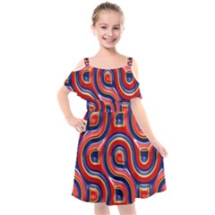 Pattern Curve Design Kids  Cut Out Shoulders Chiffon Dress