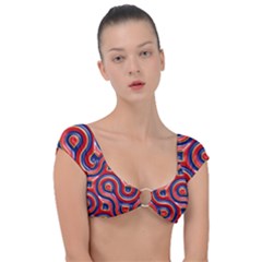 Pattern Curve Design Cap Sleeve Ring Bikini Top