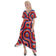 Pattern Curve Design Cross Front Sharkbite Hem Maxi Dress