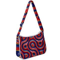 Pattern Curve Design Zip Up Shoulder Bag