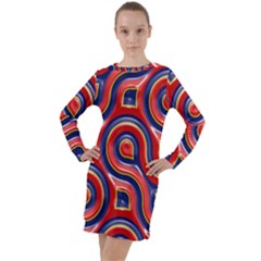 Pattern Curve Design Long Sleeve Hoodie Dress