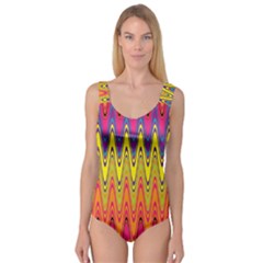 Retro Colorful Waves Background Princess Tank Leotard 