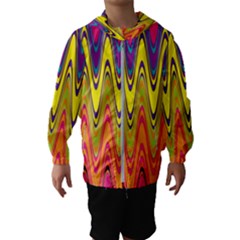 Retro Colorful Waves Background Kids  Hooded Windbreaker