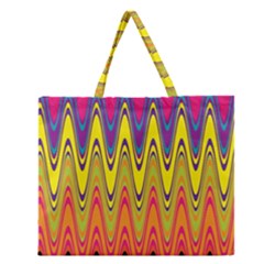 Retro Colorful Waves Background Zipper Large Tote Bag by Nexatart