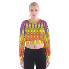 Retro Colorful Waves Background Cropped Sweatshirt