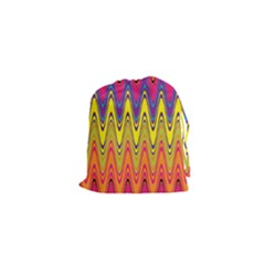 Retro Colorful Waves Background Drawstring Pouch (xs) by Nexatart