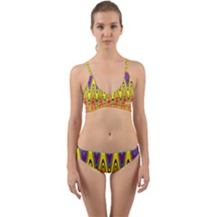 Retro Colorful Waves Background Wrap Around Bikini Set by Nexatart