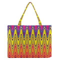 Retro Colorful Waves Background Zipper Medium Tote Bag by Nexatart