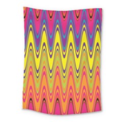 Retro Colorful Waves Background Medium Tapestry