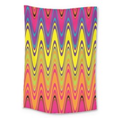 Retro Colorful Waves Background Large Tapestry by Nexatart