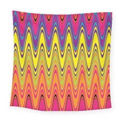 Retro Colorful Waves Background Square Tapestry (large) by Nexatart