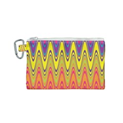 Retro Colorful Waves Background Canvas Cosmetic Bag (small)