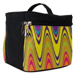 Retro Colorful Waves Background Make Up Travel Bag (small)