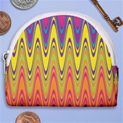 Retro Colorful Waves Background Horseshoe Style Canvas Pouch