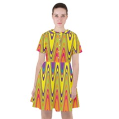 Retro Colorful Waves Background Sailor Dress by Nexatart