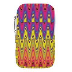 Retro Colorful Waves Background Waist Pouch (large) by Nexatart