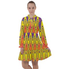 Retro Colorful Waves Background All Frills Chiffon Dress