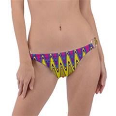 Retro Colorful Waves Background Ring Detail Bikini Bottom