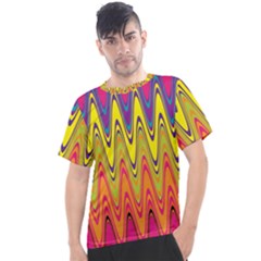 Retro Colorful Waves Background Men s Sport Top