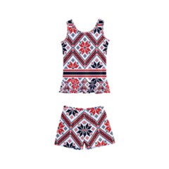 Folklore Ethnic Pattern Background Kids  Boyleg Swimsuit