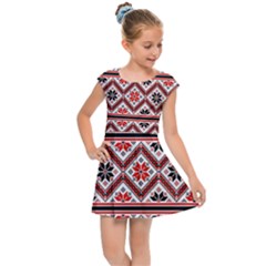 Folklore Ethnic Pattern Background Kids  Cap Sleeve Dress by Nexatart