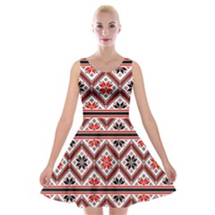 Folklore Ethnic Pattern Background Velvet Skater Dress