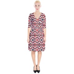 Folklore Ethnic Pattern Background Wrap Up Cocktail Dress