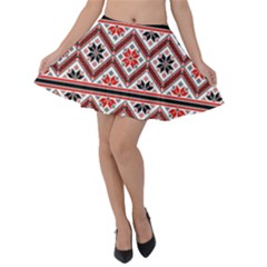 Folklore Ethnic Pattern Background Velvet Skater Skirt