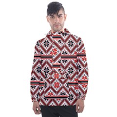 Folklore Ethnic Pattern Background Men s Front Pocket Pullover Windbreaker