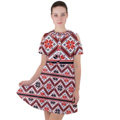 Folklore Ethnic Pattern Background Short Sleeve Shoulder Cut Out Dress  by Nexatart