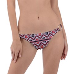 Folklore Ethnic Pattern Background Ring Detail Bikini Bottom