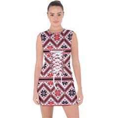 Folklore Ethnic Pattern Background Lace Up Front Bodycon Dress by Nexatart