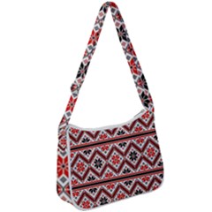 Folklore Ethnic Pattern Background Zip Up Shoulder Bag by Nexatart