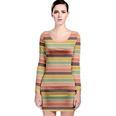 Vintage Stripes Lines Background Long Sleeve Bodycon Dress