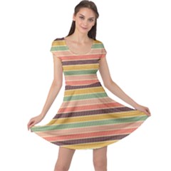 Vintage Stripes Lines Background Cap Sleeve Dress