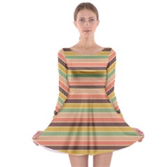 Vintage Stripes Lines Background Long Sleeve Skater Dress