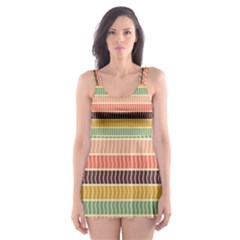 Vintage Stripes Lines Background Skater Dress Swimsuit