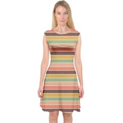 Vintage Stripes Lines Background Capsleeve Midi Dress