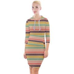 Vintage Stripes Lines Background Quarter Sleeve Hood Bodycon Dress