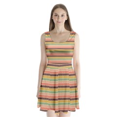 Vintage Stripes Lines Background Split Back Mini Dress 