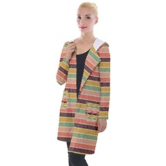 Vintage Stripes Lines Background Hooded Pocket Cardigan