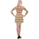 Vintage Stripes Lines Background Off Shoulder Top with Mini Skirt Set View2