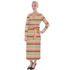 Vintage Stripes Lines Background Velvet Maxi Wrap Dress