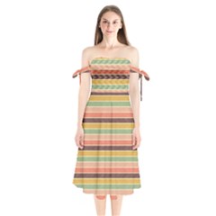 Vintage Stripes Lines Background Shoulder Tie Bardot Midi Dress