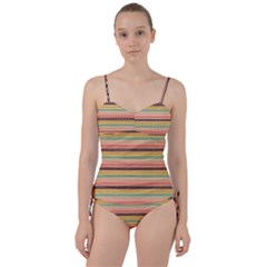 Vintage Stripes Lines Background Sweetheart Tankini Set