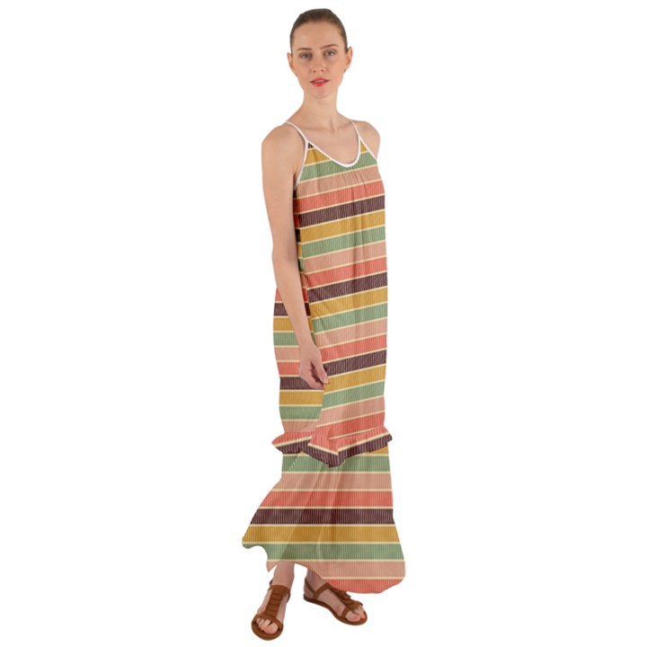 Vintage Stripes Lines Background Cami Maxi Ruffle Chiffon Dress