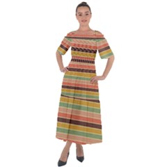 Vintage Stripes Lines Background Shoulder Straps Boho Maxi Dress 