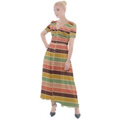 Vintage Stripes Lines Background Button Up Short Sleeve Maxi Dress