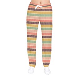 Vintage Stripes Lines Background Women Velvet Drawstring Pants