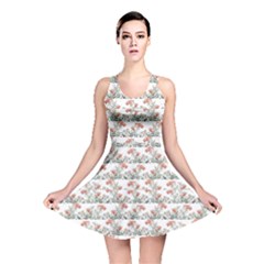 Photo Illustration Floral Motif Striped Design Reversible Skater Dress